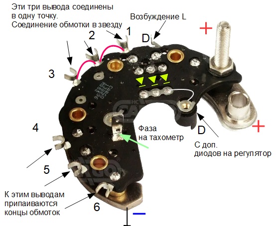 Распиновка диодного моста Valeo
